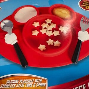 9M+ Disney Junior 3 Piece Mealtime Set Silicone Placemat w/ Fork & Spoon